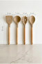Set of 4 Silicone Heat Resistant Colander Pasta Serving Spoons Brown - 4