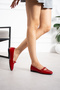 Ari̇es Square-Shaped Bow-Tie Detail, Front-Stitched, Elegant and Comfortable Everyday Ballet Flats. - 4