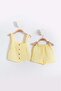 Baby Girl 100% Cotton Muslin 2-Piece Summer Strap Shorts Set - Yellow