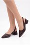 Women's Bitter Brown Asymmetrical Strappy Pointed Toe Low Heel Casual Shoes - 7