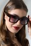Women's Uv400 Large Frame Square Brown Sunglasses 23025 C3 - 5