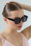 Women's Uv400 Square Black Sunglasses 23029 C2 Light Color Glass - 4