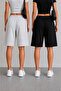 2 Pieces Black-Grey Oversize Fit Shorts Bermuda Comfortable Fit Anti-Sweat - 2