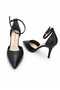 Black Skin 8.5 cm Belt Strap Pointed Toe Stiletto Thin Heels Women's Shoes - 4