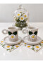 Handmade White Floral Log 4-Piece 110 ml Coffee Cup for 2 People - 3