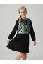 Girl's Burgundy Sequin Velvet Evening Dress with Bolero - 3