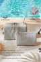 2 Pieces Thermal Lined Water Repellent Stain Resistant Gray Jute Linen Makeup Medicine Bag Set 19X13X7/25X15X12.5