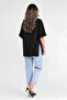 Black Oversize Double Sleeve Long T-Shirt with Side Slits |   Cotton Basic Crew Neck Single Jersey Fabric Casual Comfortable T-Shirt |   Standard Size All Season - 5