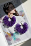 Women's Silver Color Hoop Dangle Earrings – Tulle Fabric Beaded Design - 4