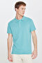 Men's Petrol 100% Cotton Non-Curling Pique Polo Collar Slim Fit Slim Fit T-Shirt - 7