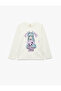 Cotton Printed Ecru Girls' Long Sleeve T-Shirt 6Wkg10030Ak - 4