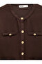 Pique Fabric Appliqué Detailed Ornate Buttoned Long Sleeve Crew Neck Cardigan - 7