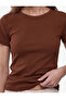 Viscose Fabric Ribbed Slim Fit Short Sleeve Crew Neck Basic T-Shirt - 4