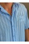 Men's Premium Oversize Cut Shirt with Embroidery Detail Blue Eca077 - 6