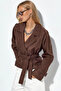 Women's Belted Short Trench Coat 1570 - Brown - 2