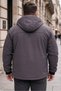 Outdoor Hooded Water and Windproof Gray Softshell Coat with Fur Inside and Fiber Filling - 6
