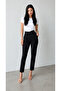 Women's Black Double-Breasted High-Waisted Carrot Pants (100% Viscose)