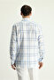 Long Sleeve Slim Fit Slim Fit Plaid Cotton Linen Blended Shirt - 3