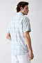 Short Sleeve Regular Fit Pocketed Linen Blend Plaid Sport Shirt - 4