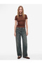 Modal Fabric Buttoned Short Sleeve Draped Polo Collar T-Shirt