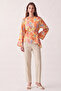 Floral Patterned Asymmetrical Blouse Y0166 - Orange - 2