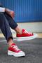 Kb-Cx-3 Kuback Short Red Linen White High Sole Sneakers - 4