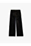 Cotton Loose Fit Denim Trousers with Snap Buttons and Tie Waist - Loose Fit Jeans - 6
