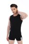 Men's Ribbed Sleeveless Sports Black Undershirt 0920 - 4