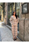 Brown Plaid Kimono Shalwar Set - 0993
