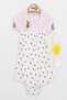 Baby Girl Floral Patterned Dress with Snap Fasteners at the Bottom + Bandana 2-Piece Set 100% Cotton 1-2-3 Months - 3