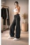 Talya Acid Wash Brown Tint Buckle Detailed Loose Cut Baggy Jean Trousers - 2
