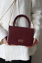 Women's Burgundy Hand and Shoulder Bag, Daily and Evening Dress Bag - 4