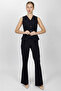 V-Neck Decorated Buttoned Vest Suit 1530506-Black - 1530506 - 4