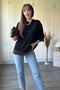 Modal Black T-Shirt with Lace Detail on the Back and Sleeves - 7