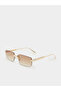 Gold Rectangle Sunglasses with Spike Detail