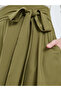 Khaki A-Line Knee-Length Skirt with Tie Detail - 3