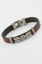 Double Headed Eagle Faux Leather Bracelet - Burgundy