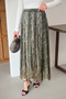 Women's Double Color Asymmetrical Chiffon Skirt Green