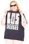 Mode XL Real Big Size Women's T-Shirt Bis Collar Los Angeles U26117 Navy Blue - 4
