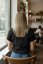 Women's Black Printed T-Shirt Modern Minimal Patterned Comfortable Fit Casual Stylish Basic T-Shirt - 5