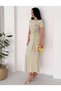 Women's Slit Detailed Stretch Fabric Midi Length Polka Dot Dress