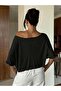 Women's Crop Boat Neck Oversize 100% Cotton T-Shirt - 2