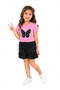 Round Neck Summer Print Stone Detailed Capri Girls' Top and Bottom Set - 4