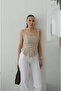 Beige Linen Corset Blouse with Rope Detail - 3
