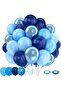 Blue Balloons Set, 50 pcs 12 inch Metallic Navy Blue, Pastel Light Blue Latex Balloons Kit for Happy