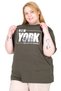 Mode XL Real Big Size Women's T-Shirt Bis Collar New York U26119 Haki - 3