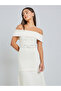 Cream Off-Shoulder Pleated Maxi Dress - 2
