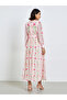 Pink Floral Maxi Dress with Tie-Up Neck - 5
