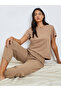 Ribbed Short Sleeve T-Shirt, Shorts and Pants Pyjama Set - 2