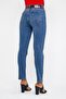 Women's Blue Lycra Mom Jean Pants – High Waist Regular Fit - 7
